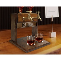 Bk Gift Kişiye Özel Kabartma İsimli Çift Musluklu Doğal Ahşap Viski Standı, İçki Standı, Doğum Günü Hediyesi, Ev Hediyesi, Erkek Hediye-32
