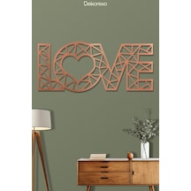 Love Yazı Metal Duvar Tablosu - Metal Duvar Sanatı - Bronz - 20 X 50 Cm