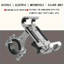 Hightower Alüminyum Alaşım Bisiklet Telefon Tutucu 4 Vidalı Ayarlanabilir Kelepçe Motosiklet Scooter Araç Gümüş Gri