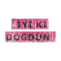 İyiki Doğdun Banner Püsküllü Metalize Pembe 200X22 Cm