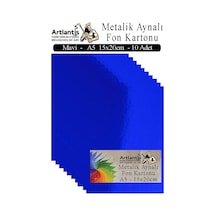 Metalik Aynalı Fon Kartonu 10 Lu A5 15x20 Cm 1 Paket Okul Sınıf Dekoratif Pırıltılı Folyo Kağıt Dekoratif Anasınıfı Kreş Mavi