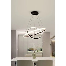 Sonya Modern Tasarım Yatak Odası - Salon - Mutfak Siyah Renk Beyaz Ledli 2 Li Led Avize Siyah