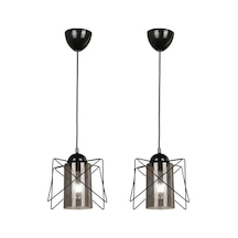 Trend Kitchen 2 Adet Zigzag Tekli Siyah-füme Avize Siyah