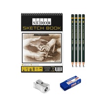 Eskiz Set A4 50 Yaprak Eskiz Defteri İz Bırakmayan Sınav Silgisi Kalemtıraş 4 Adet Dereceli Kalem Sanatsal Çizim Ve Eskiz Seti Karakalem Teknik Çizim Çocuk Çizim Seti