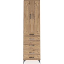 Arges Dolap 3 Raflı 5 Çekmeceli 2 Kapaklı 60x30x221 Çam-çam Çam