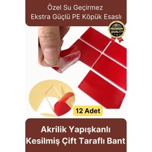 Çok Amaçlı Güçlü Su Geçirmez Hazır Kesilmiş Şeffaf 25x30mm Pe Köpük Çift Taraflı Asma Bant-12 Adet