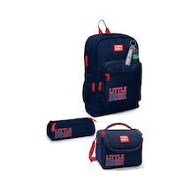 Coral High Kids Lacivert Little Dude Desenli 3 Lü Okul Çanta Seti Set0133219 Açık Bej