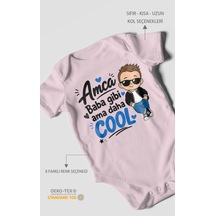 Morivokids Amca Temalı Kısa Kollu Bebek Body %100 Pamuk Bebe Pembe