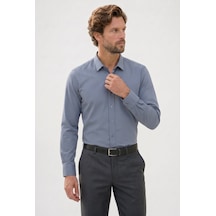Tudors Modern Slim Fit Uzun Kollu Pamuklu Kolay Ütü Armürlü Gri Erkek Gömlek-49944