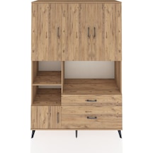 Hyperion Dolap 7 Raflı 2 Çekmeceli 5 Kapaklı 132x44x195 Çam-çam/çam Atlas Çam/atlas Çam