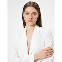 Koton Blazer Ceket Kruvaze Ters Yaka Astarlı Krep Kumaş Kırık Beyaz 4sak50180uw Ekru