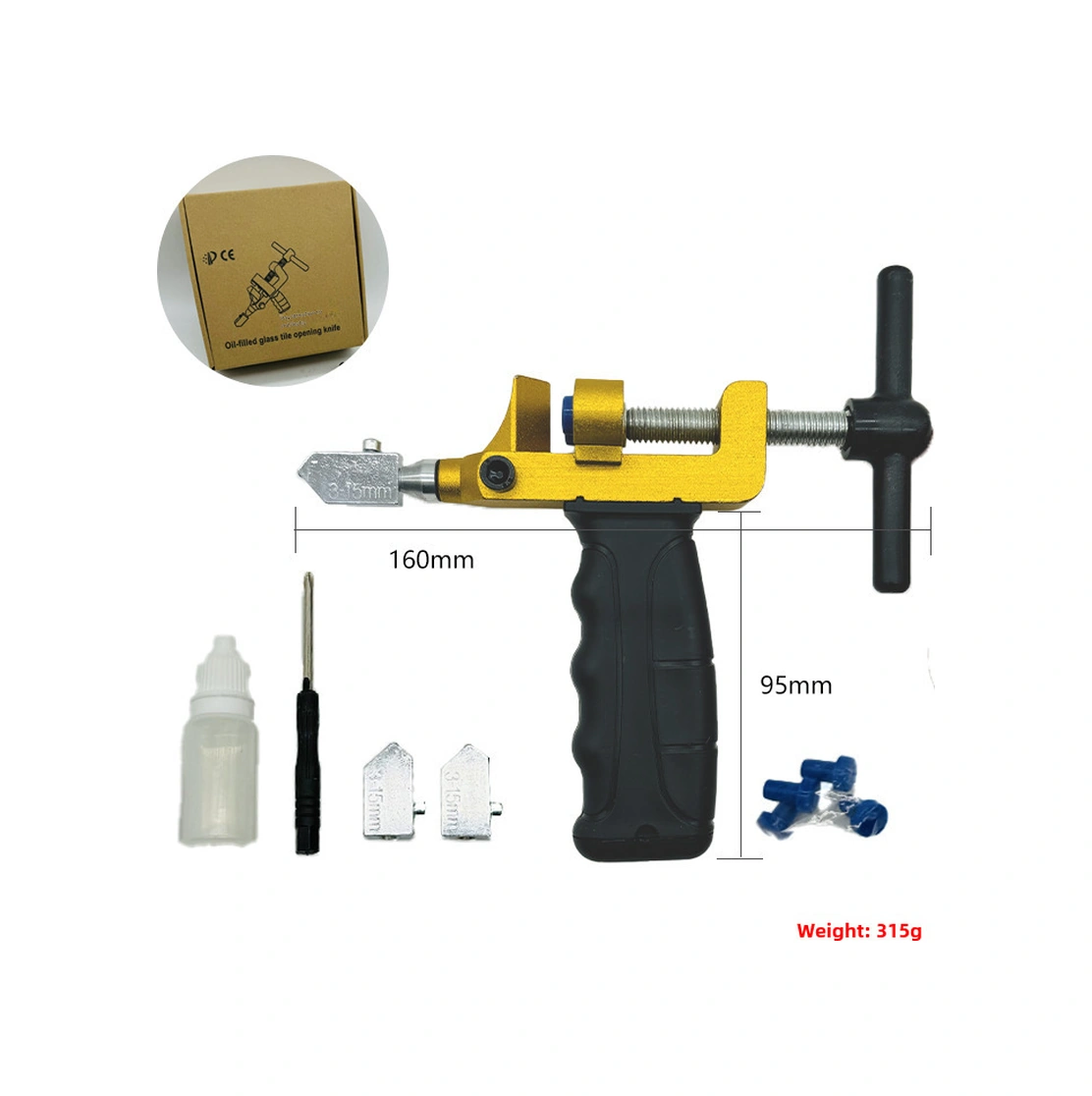 Youtek Güncellenmiş Cam Ve Tuğla Kesici, El Tipi Entegre Tasarım, Çok Fonksiyonlu Seramik Kesim Aleti, Yağlı Kavanozlu Kutulu Sürüm