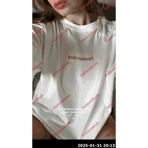 Slogan Unisex Yazılı Oversize Tshirt Twgwbr48 Beyaz