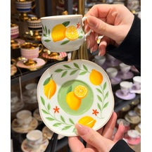 6 Kişilik Porselen Lemon Kahve Fincanı -5742 Çok Renkli