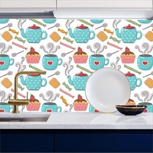 İbm9670 Mutfak Tezgah Arası Kendinden Yapışkanlı Folyo Kaplama Çay Cupcake Desen 60cmx100cm