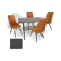 Japon - Çırağan Masa Takımı - 80x120 Werzalit, Wermodin Ve Allzalit Tabla - Grey Marble - Kiremit Çok Renkli