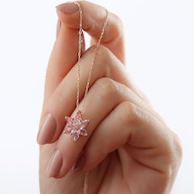 925 Ayar Gümüş Pembe Lotus Çiçeği Kolye