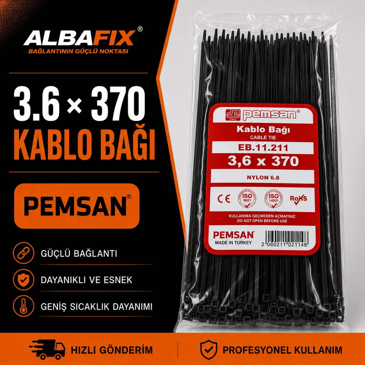 3.6 X 370mm - Siyah