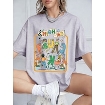 Noıssey Urban Pop Graphic Kadın Tişört Koleksiyonukod 5102 Gri