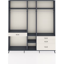 Arges Dolap 7 Raflı 4 Çekmeceli 3 Askılı 220x30x243 Antrasit-antrasit/aytaşı Antrasıt/aytası