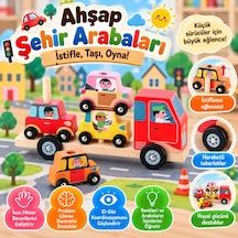 Ahşap Şehir Arabaları Kırmızı