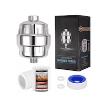 10 Aşamalı Banyo Su Filtresi Klor Ağır Metalleri Filtrelenmiş Duş Başlığı, 2 Filtreli Gümüş