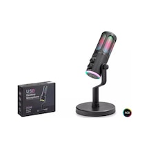Hadron Su8 Rgb Işıklı Gaming Mikrofon, Dsp Gürültü Engelleme, Reverb & Echo Destekli Siyah