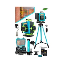 Lieber German Teknoloji 360 2x Akülü Kumandalı 16 Köşe Tripot Ayaklı 65 Metre Mesafeli Hizalama Lazer Metre