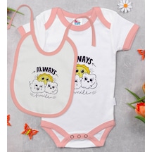 Bk Kids Always Smile Tasarımlı Pembe Bebek Body Zıbın Ve Mama Önl Çok Renkli