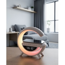 Kablosuz Şarj Cihazlı Bluetooth Hoparlör Rgb Işıkli Dijital Saat