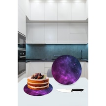 Uzay Cam Kesme Tahtası - Sunum Tabağı Çap 20