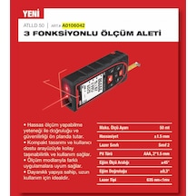 Attlas Atlld 50 3 Fonksiyonlu Ölçüm Aleti Lazer Hizalama+lazer Metre+şerit Metre