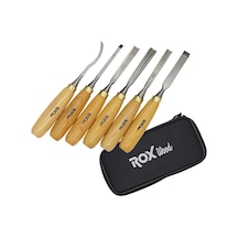 Rox-15399068-6pc Ahşap Oyma Aletleri Eva Çanta Fermuarlı Artı Asılı Karabina - 6'li Set