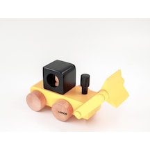 Ahşap Dozer Sarı Oyuncak Naturel Doğal Organik Çocuk Oyuncağı