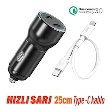 Hızlı Araç Şarj Aleti - Araba Şarjı Cihazı Ve 25cm Kablo