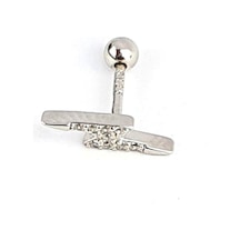 Zirkon Taşlı 925ayar Gümüş Şimşek Tragus Kıkırdak Piercing Gümüş