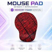 Black Flex Dijital Baskılı Memory Foam Ergonomik Bilek Destekli Kırmızı Mause Pad