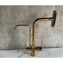 Mutfak Eviye Bataryası Dokunmatik Arıtma Çıkışlı Duş Şelale Gold