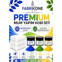 Premium Mum Yapım Hobi Seti - Parafin Wax 250 Gr - 3'lü Toz Mum Boyası Seti - Mavi, Yeşil, Sarı Bkfabpw2503mysr Karışık