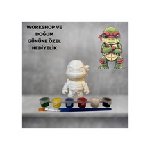 3d Ninja Kamplumbağa Figür Boyama Seti - Kendin Boya Hobi Ve Etkinlik Seti - Akrilik Boya + 2 Fırça