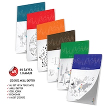 Çizgisiz Not Defteri 64 Sayfa Akıllı Defter Seti 6lı A5 Tam Beyaz Koyu Mavi, Kırmızı, Turuncu, Kahverengi, Mavi, Yeşil