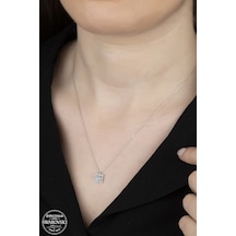 Union Swarovski Zirconia Kadın Pırlanta Montür Gümüş Kolye (550094831)