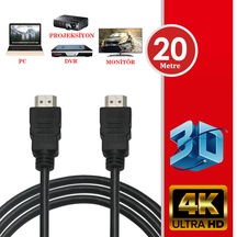 20 Metre Hdmi Kablo Full Hd 3D Ses Görüntü Kablosu 4K