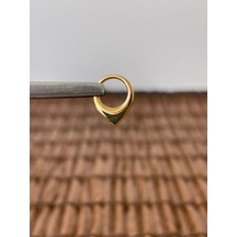 316 L Cerrahi Çelik Anti Alerjik V Model 8 Mm X 1.2mm Altın Kilitli Halka Piercing Zümrüt yeşili