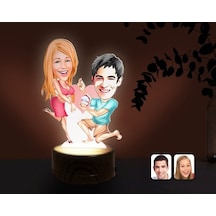 Kişiye Özel Sevgililer Karikatürlü Dekoratif 3D Biblo Led Işıklı (481495223)