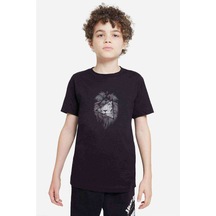 Triangle Lion Baskılı Unisex Çocuk Siyah T-Shirt