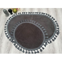 My Evilla Modern Simirna Dekoratif Peluş Oval Ponpon Saçaklı Klozet Takımı 001