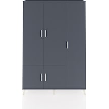 Arges Dolap 7 Raflı 5 Kapaklı Tek Askılı 132x30x195 Antrasit-antrasit/aytaşı Antrasıt/aytası