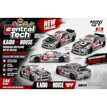 Mini Gt X Kaido House 1:64 Nissan Skyline Gt-r R34 Kaido Star Racing V1 Khmg197 Model Araba Gri