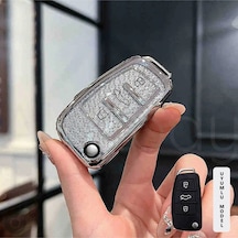 Audi A1 A3 A4 A5 A6 A7 & Q3 Q5 Q7 Q8 & Tt S3 S4 S6 Rs Elmas Desenli Tpu Anahtar Kılıfı Beyaz